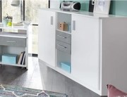 Široká komoda Joker, biela/sivý betón%