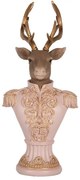 Ružovo-hnedá vianočná dekorácia busta jeleň Deer - 16,14*36 cm