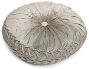 Béžový zamatový okrúhly vankúš Smock - Ø 40 * 15cm