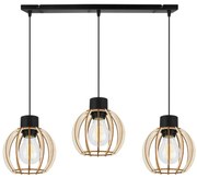 Závesné svietidlo Timber 8, 3x drevené tienidlo