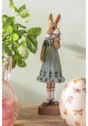 Dekorácia králičia slečna v modrých šatách s tortičkami - 9*8*28 cm