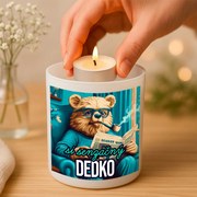 Originálny sklenený svietnik Si senzační dedko