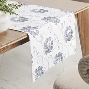 Biante Bavlnený behúň na stôl Sandra SA-090 Modré popínavé kvety na bielom 20x120 cm