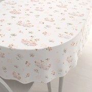 Biante Bavlnený oválny obrus Sandra SA-610 Labute medzi leknami na bielom 50x100 cm