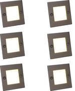 Sada 6 moderných zapustených bodových svetiel oceľ vrátane LED - Square 7