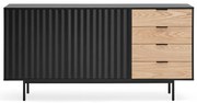 Nízka komoda v dekore duba v čierno-prírodnej farbe 159x80 cm Sierra – Teulat