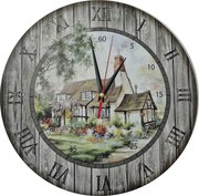 Nástenné hodiny z dreva Chalúpka - HORNET 3132 HDFK003 fi 30 cm