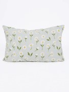 Bavlnená obliečka na vankúš Renforcé 40 × 60 cm - Sedmokrásky sivozelené/biele