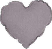 Mini ľanový vankúš srdca tmavo šedá 28 cm