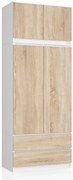 Skriňa s nadstavcom S 90 cm 2D 2SZ CLP biela / sonoma