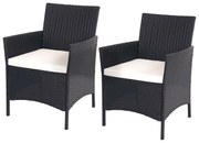 Set 2 záhradných stoličiek Halden, polyratan - antracit, krémové vankúše