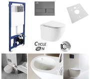 Laveo Laveo, závesný set pod omietku Akan + závesná WC misa Desna s toaletným sedadlom z duroplastu, Vortex splachovanie, biela lesklá, LAV-SETDESNAGR