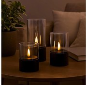 Brilliant - SADA 3x LED sviečok BOUGIE LED/2xAA IP44 čierna/dymová