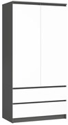 Skriňa S 90 cm 2D 2SZ CLP grafitová / sivá / biela