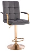 LuxuryForm DESIGN Barová stolička VERONA GOLD VELUR na zlatom tanieri - tmavo šedá