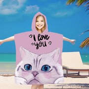 Detské pončo CAT LOVE ružové 60x90 cm