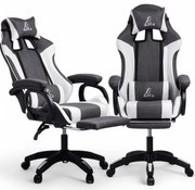 JAKS Herná stolička šedo biela LevelUp