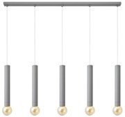 Luster na lanku TUBA 5xE27/15W/230V šedá