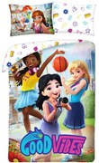Bavlnené posteľné obliečky LEGO Friends - motív Good Vibes - 100% bavlna - 70 x 90 cm + 140 x 200 cm