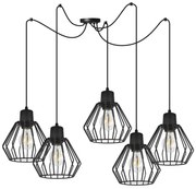 Závesné svietidlo Nuvola Spider 2, 5x čierne drôtené tienidlo