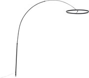 Dizajnová oblúková stojaca lampa čierna vrátane LED s 3-stupňovým stmievaním - Anello