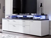 Široká TV skrinka Mood, biela/sivý kameň%