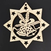 AMADEA Drevená ozdoba hviezda so zvončekmi 6 cm