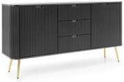 KOMODA BELLISSA ČIERNA + ZLATÉ NOŽIČKY 168 cm