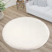 Dekorstudio Okrúhly kožušinový koberec TOPIA - smotanovobiely Priemer koberca: 120cm