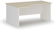 Rohový kancelársky písací stôl PRIMO WHITE, 160x120 cm, ľavý, biela/breza