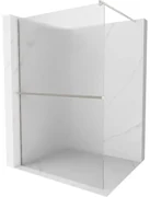 Mexen Kioto+, sprchová zástena Walk-In s poličkou a vešiakom 120 x 200 cm, 8mm sklo s rebrovým vzorom, brúsená oceľ profil, 800-120-121-97-09