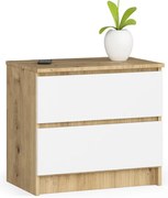 Nočný stolík K60 2SZ CLP dub artisan / biely