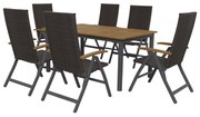 Livarno home Hliníkový záhradný stôl Valencia, hnedý/čierny + Skladacie kreslo Valencia, hnedé, 6 kusov  (800008287)