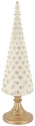 Krémovo-zlatý antik dekoračný vianočný stromček Noël - Ø 12*42 cm