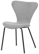 Židle jídelní, stříbrná látka, nohy černý kov