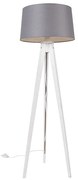 Moderný trojnohý stojan biely s tienidlom z ľanu tmavosivý 45 cm - Tripod Classic