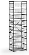 Otvorený košový regál, 8x koš, TYP VII, 600 × 460 × 2020 mm, čierna