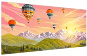 Obraz balónov nad krajinou (120x50 cm)