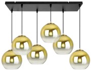 Závesné svietidlo Bergen Gold, 6x zlaté/transparentné sklenené tienidlo (fi 20cm)