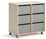 Študentská úložná skrinka CASPER, 6 zásuviek, breza, šedá