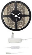 SOLIGHT LED pásik s testrom, 5m, sada 12V adaptérom, 4,8W/m, IP20, 3000K teplá biela
