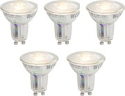 Sada 5 stmievateľných LED žiaroviek GU10 3,9W 450 lm 3000K s dlhou životnosťou