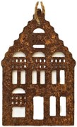 Hrdzavý antik plechový závesný domček Amster Vintage - 6,5*11 cm