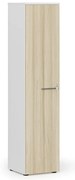 Úzka kancelárska skriňa PRIMO WHITE, 400 x 420 x 1781 mm, biela/dub prírodná