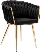 Jedálenská stolička COFTON zamatová, zlatá / čierna