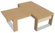 Stôl Verno+ S 200 x 220 cm s rokovacím prvkom, dub svetlý / vanilka