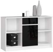 Komoda Briar (biela + lesk čierny). Akcia -20%. Vlastná spoľahlivá doprava až k Vám domov. 1128585
