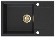 Sink Quality Sink55, kuchynský granitový drez 680x460x215 mm + zlatý sifón, grafitová, SKQ-SINK.G.1KDO.XG