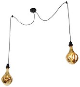 Závesné svietidlo čierne 2-žiarovkové vrátane LED zrkadla zlaté stmievateľné - Cava