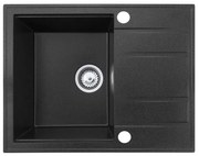 Gamma Modern 6550, 1-komorový granitový drez 650x500x210 mm s krátkym odkvapkávačom, čierna škvrnitá, GMA-ZLE000090